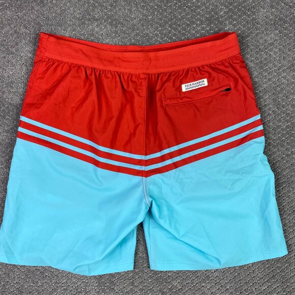 Fair Harbor The Ozone Board Shorts Men's Large Swim Trunks Red Blue - Picture 5 of 14